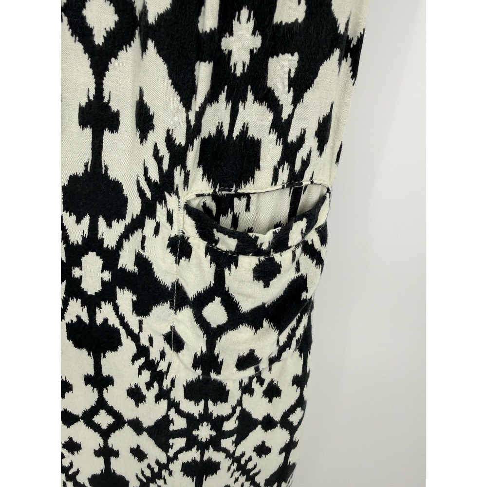 KAVU Jocelyn Ikat Dress M Black Ivory Racerback High Low Midi Tank Pocket Beach - Picture 4 of 10